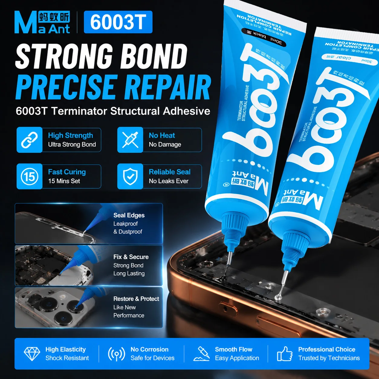 MaAnt 6003T Terminator Structural Adhesive Glue for Mobile Phone Frame Back Cover Electronic Precision Equipment Repair Sealant
