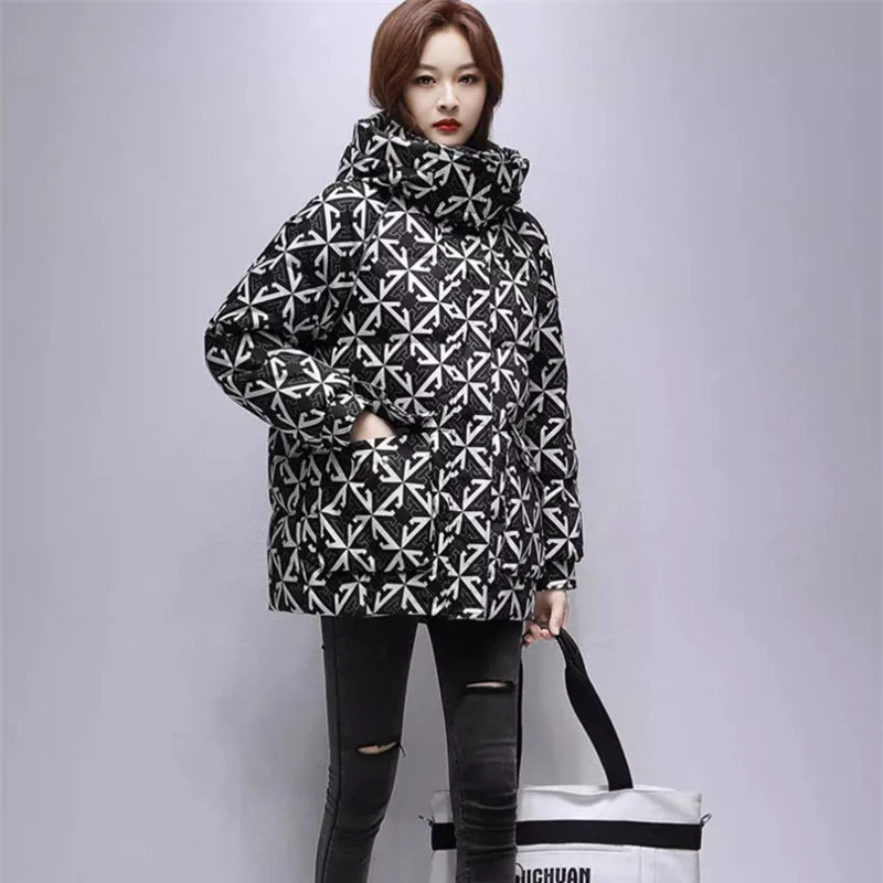 2024 Mid Length Version Cotton Padded Female Parkas Winter Clothes Cotton Padded Women Jacket Hooded Down Cotton Ladies Parkas