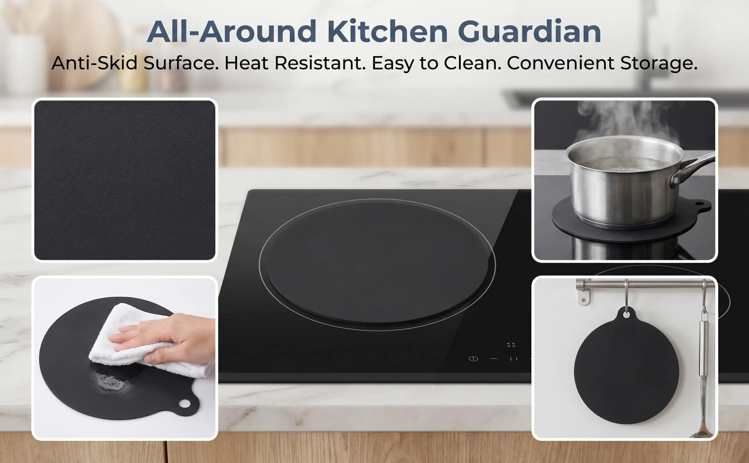 Induction Cooker Protective Silicone Mat Heat Insulated Non-Slip Cooker Pad Kitchen Countertop Heat Resistant Oil Proof Cleaner
