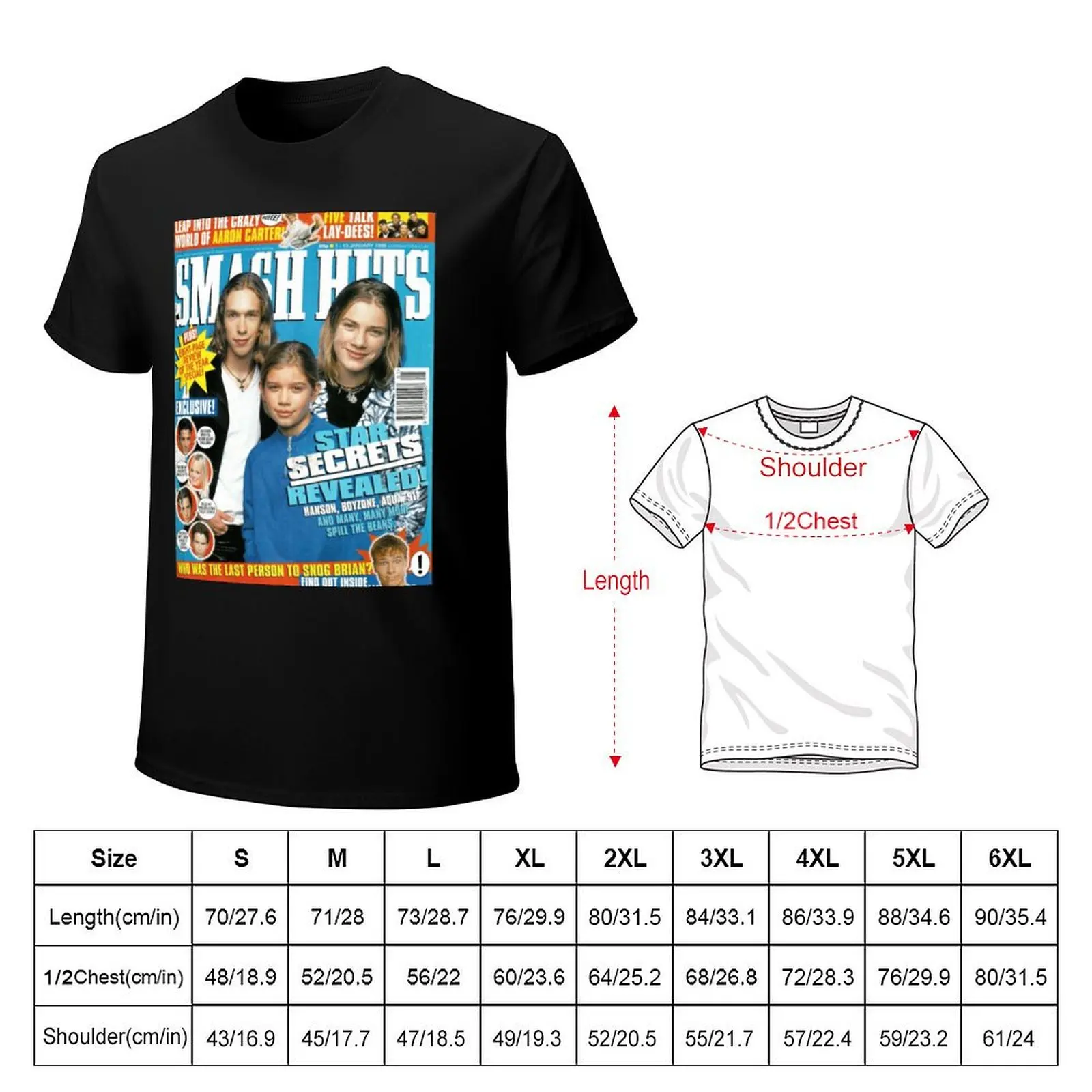 HANSON - SMASH HITS COVER 1998 Y2K T-Shirt Non-Shrink Basic Cotton T-Shirt