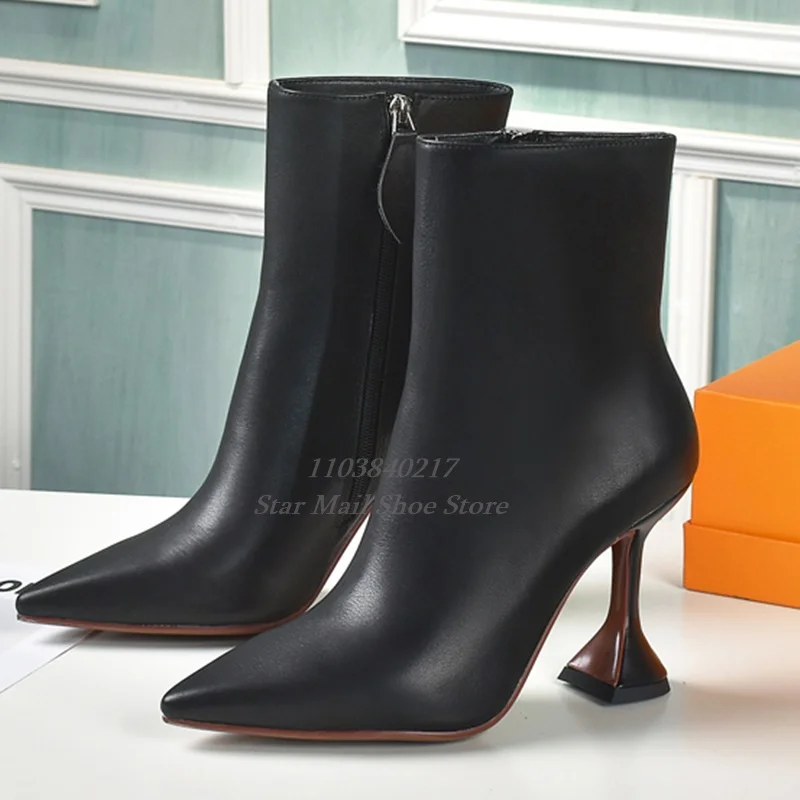 

Patent Leather Pointed Toe Leather Strange Style Ankle Boots Mature Sexy Ladies Autumn Winter Dress Boots Fashion Luxury Boots