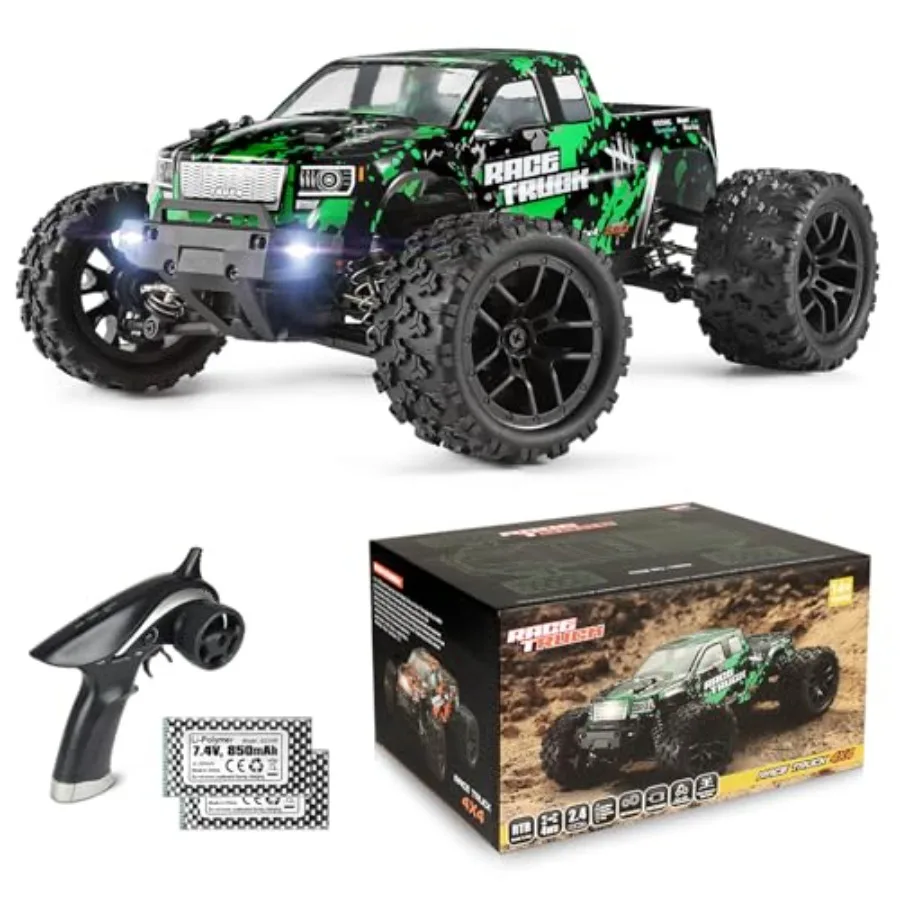 

1:18 Scale All Terrain RC Car 4WD Electric Off-Road Truck with 2.4 GHz Remote Control Waterproof High Speed 36 KPH 2 Rechargeab