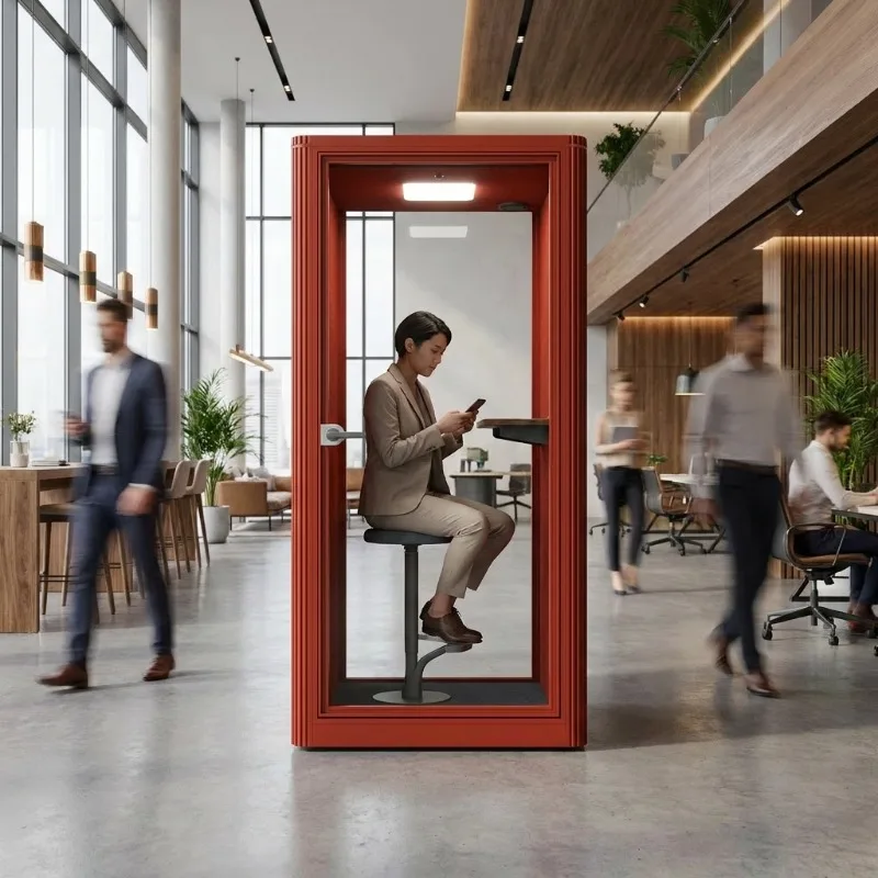 Modern Soundproof Office Phone Booth Privacy Acoustic Pod for 1 Person Silent Room Indoor Calling Booth