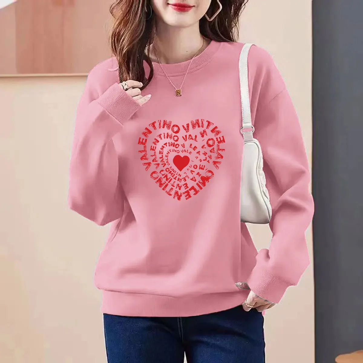 Women Clothing Chic Printed Hoodies O-neck Long Sleeve Pure Cotton Loose Pullovers Autumn Winter New Vintage Sweatshirts Tops