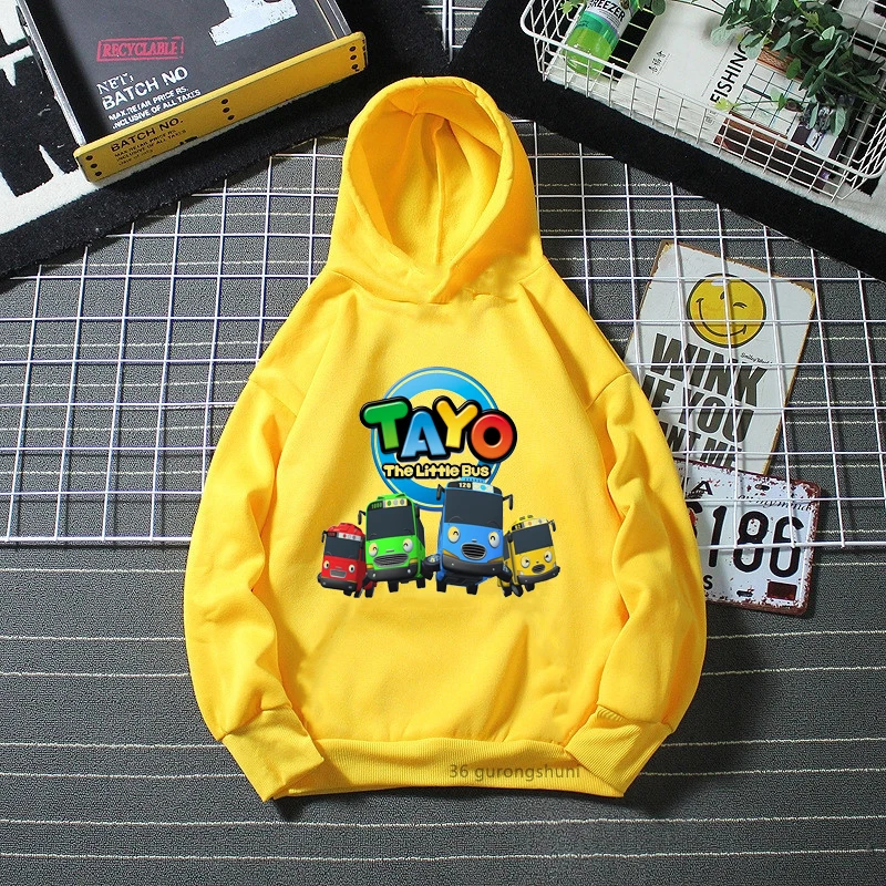 2022 Boys Hoodies Kawaii Tayo and Little Friend Cartoon Print Children\'s Winter LongSleeve Sweatshirt Boys Birthday Clothing Top