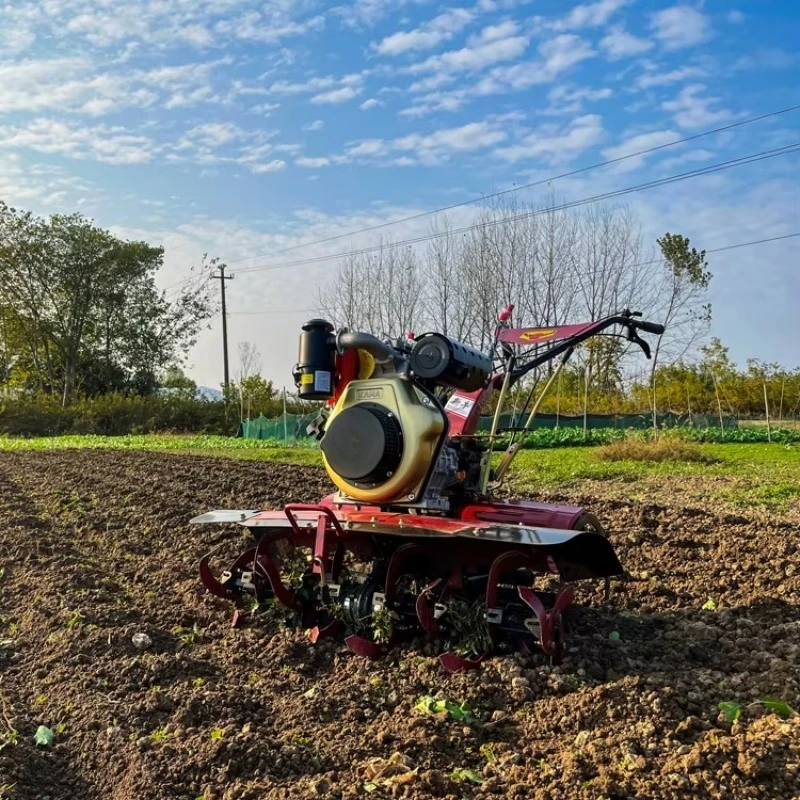 China New Diesel-Powered Agricultural Machine Cultivator Rotary Tilling Ridging Power Tiller with Gearbox