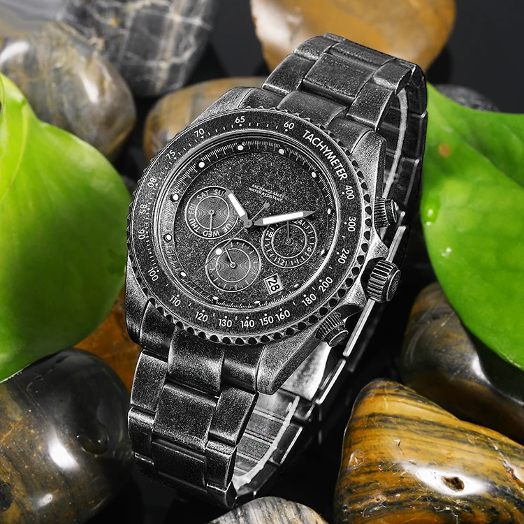 BOMAXE 2024 أحدث Oem ساعة معصم للرجال حافظة فاخرة ساعة كرونوغراف عادية حركة كوارتز 22 مللي متر عرض الفرقة بسيط عتيق #1