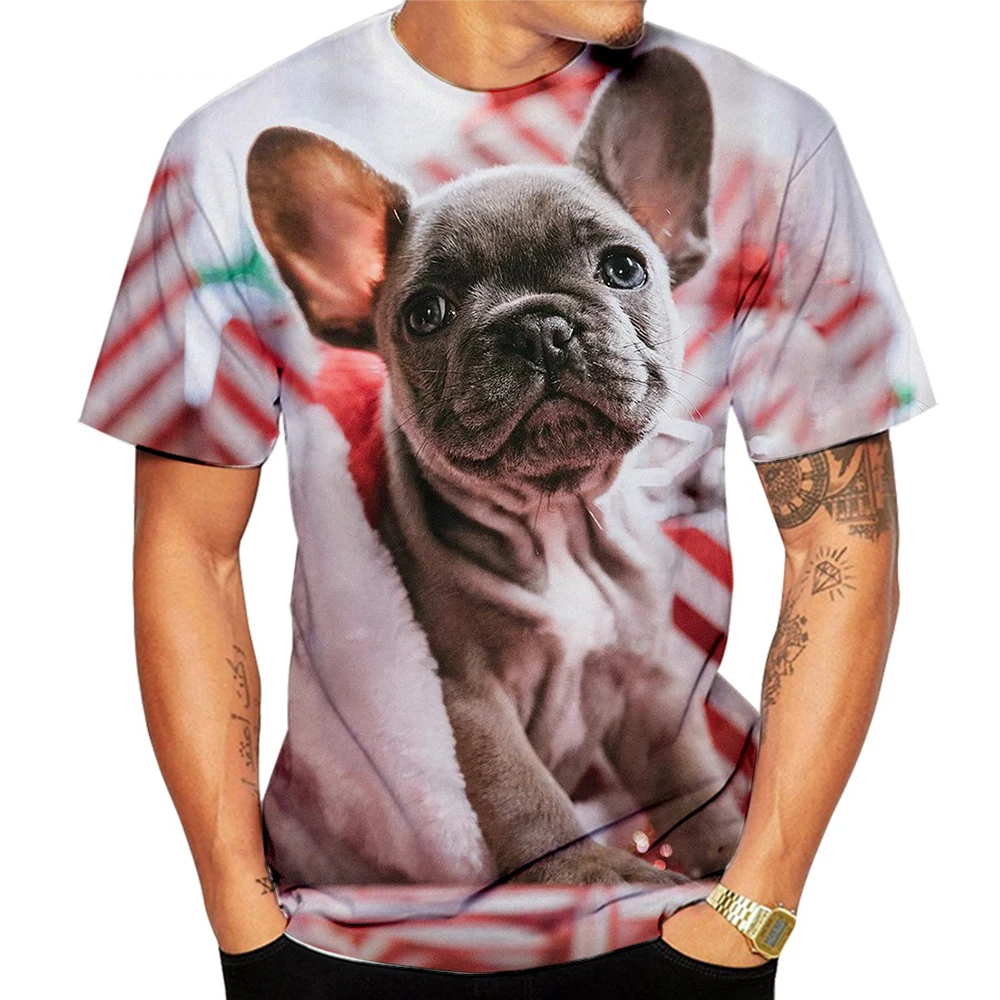 Animal French Bulldog 3D Print T Shirts Summer Men\'s O-Neck Short Sleeve T-shirt Oversized Streetwear Boys Kids Cute Tees Tops