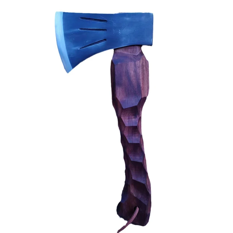 Outdoor-Axt, Stahl-Handaxt für Brennholz, multifunktionaler Beil, Campingzubehör, schwarzer Walnuss-Griff, professionelle taktische Axt