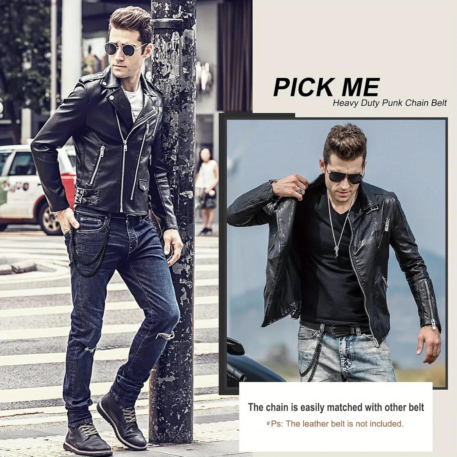 سلسلة محفظة بسلسلة خصر فاسق للرجال والنساء، سلسلة مفاتيح جيب طويلة مع مشابك جراد البحر لحزام السراويل الجينز