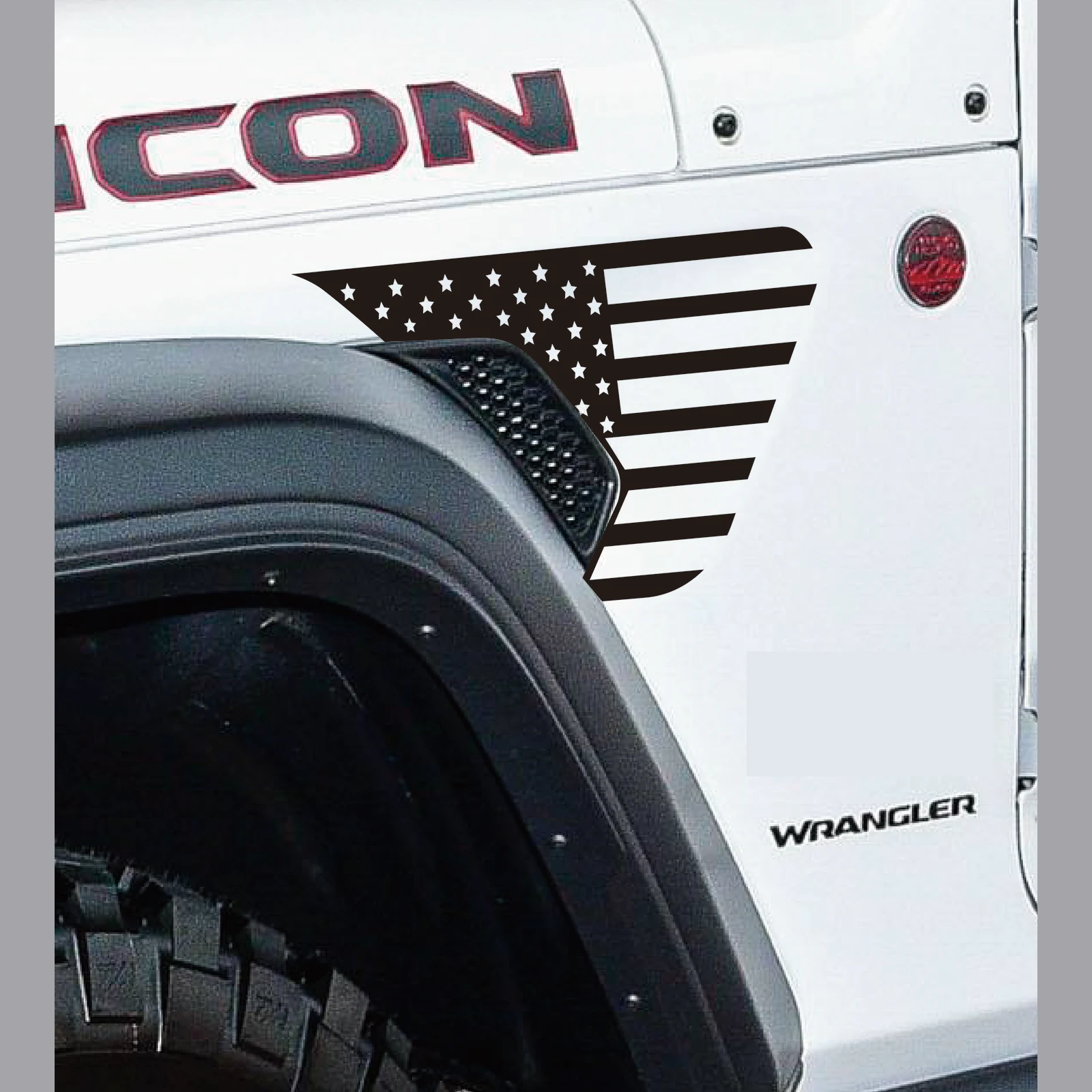 2 Stück Fender Side Vent Aufkleber Verwendung für Jeep Wrangler JL Gladiator 2018 2021 USA Flagge Grafik Vinyl Aufkleber Dekor Autozubehör