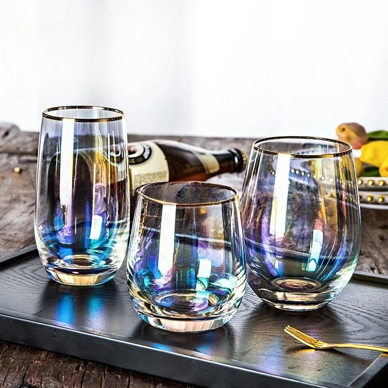 Creative Rainbow Electroplated Glass Cup Large Capacity Egg Shape Colorful Cup