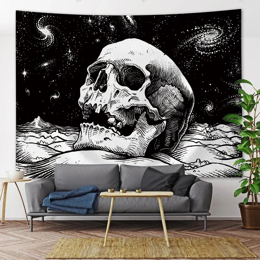 Skeleton King Psychedelic Scene Large Size Home Decor Art Tapestry Hippie Boho Tarot Room Wall Decor Wall Hanging