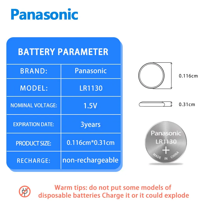10-50 piece Original Panasonic 189 LR1130 AG10 SR1130 389 V10GA LR54 SR54 Alkaline Button Cell Battery For Watch Calculator Toy