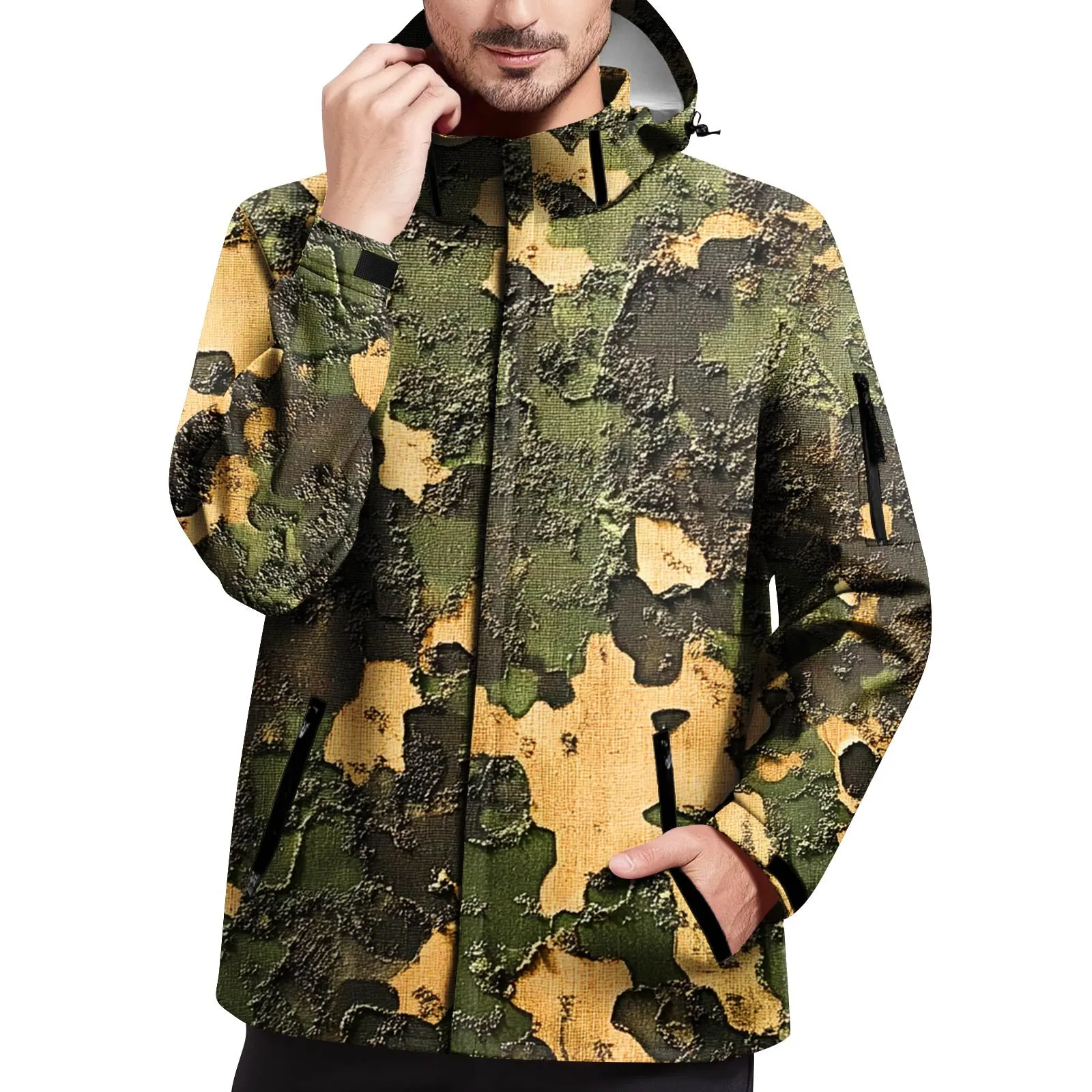 

Мужская уличная камуфляжная спортивная повседневная весенне-осенняя куртка, удобная и дышащая крутая ветрозащитная куртка с капюшоном 2025 г.