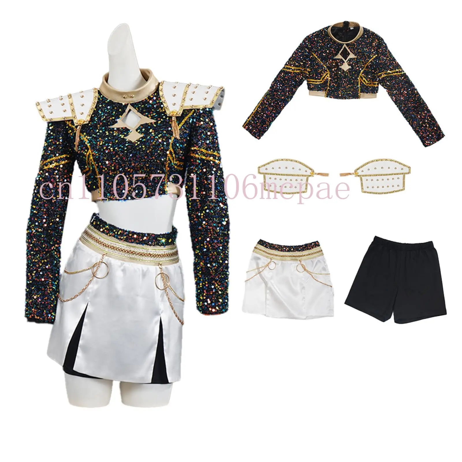 فانتازيا هنتركس رومي تأثيري الفتيات الملابس الذهبية الكرتون شيطان هنتر Disfraz زي 6 إلى 14 سنة الخيال حفلة الهالوين #6