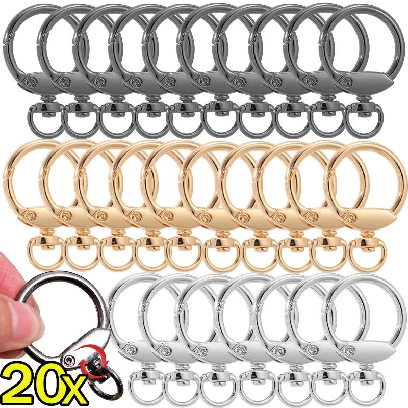 1/20Pcs Swivel Spring O Keyring Women Men Round Shape Alloy Keychains Simple Exquisite Bag Pendants Fashion Jewelry Accessories