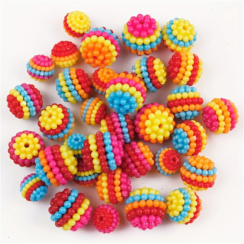 1-1.2cm 25/50pcs ABS Imitation Pearl Straight Hole Colored Yangmei Ball Diy rainbow Dispersed Pearl Jewelry Material, Diy Materi