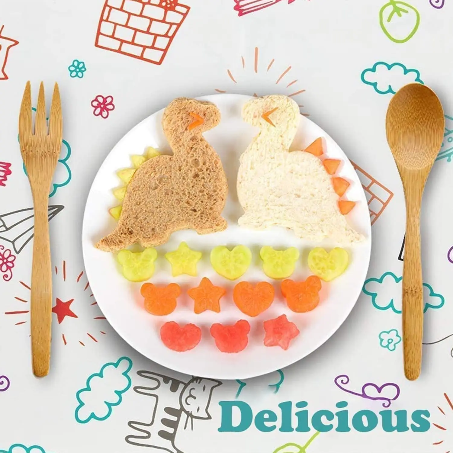 Animals Sandwich Cutters Set for Kids Children DIY Food Bread Cookies Mold Fruit Vegetable Shapes Cutting Mould Lunch Box Tools