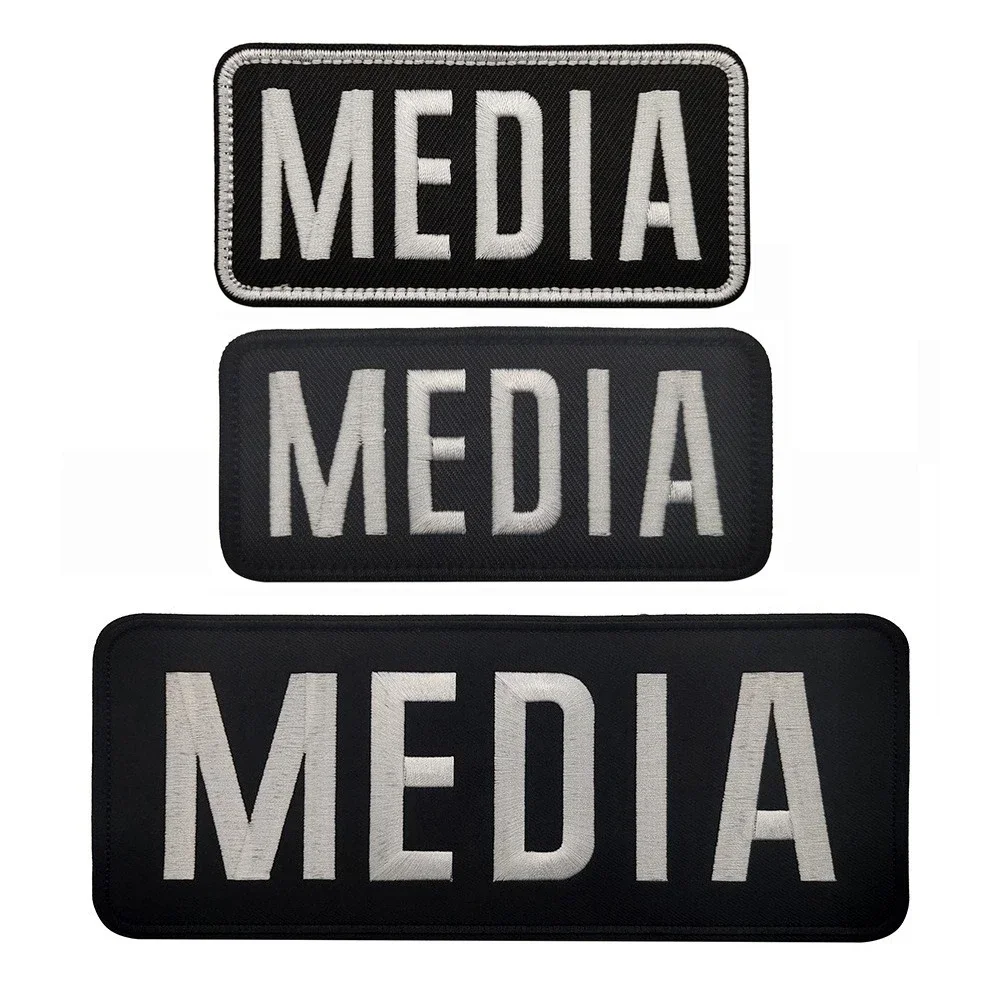 

Large Size MEDIA Tactical Vest Hook&loop Patches for Clothing Media Morale Badges Embroidery Patches Backpack Decoration Sticker