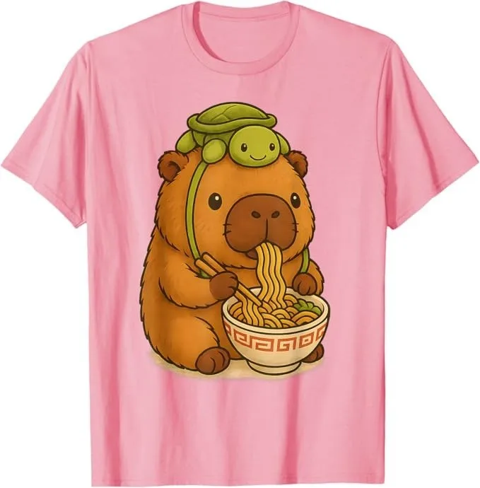 

Милый рюкзак с капибарой и черепахой, топ Ramen, одежда Y2k для женщин, женская одежда из 100% хлопка, футболки, женские блузки в готическом стиле, топы