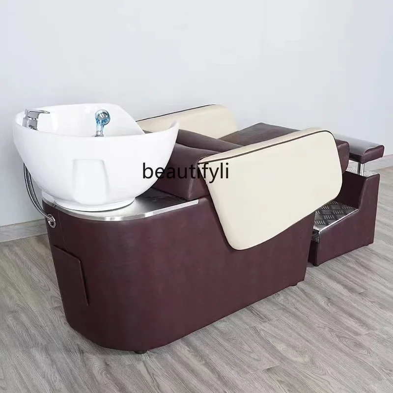 Cama sencilla para salón de belleza, silla de champú para peluquería, barbería