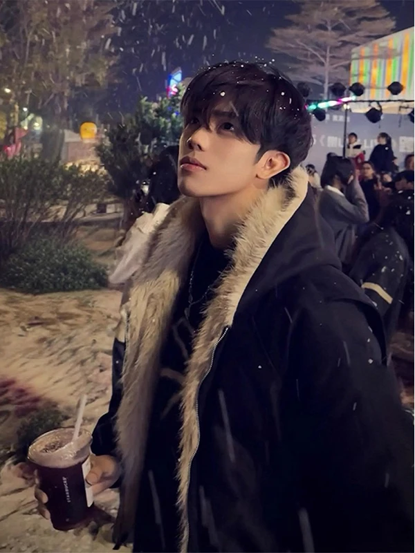 

Winter Lamb Fur Lined Thiened Men's Cotton Jaet Youth Casual Warm Long Sve Hooded Coat Cleanfit Sle Pure Color