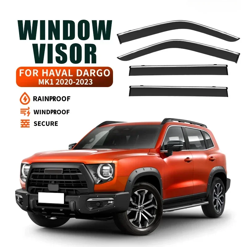 

Weathershie For Haval Dargo X 2020-24 Accessories Visor Car Rain Shield Deflectors Awning Trim Cover Exterior Rain Giards Cover