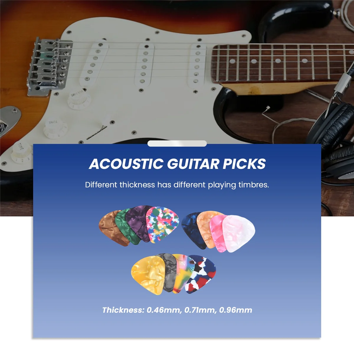 60 Pack Abstract Art Colorful Guitar Picks, Unique Guitar For Bass, Electric & Acoustic Guitars Includes 0.46mm, 0.71mm, 0.96mm