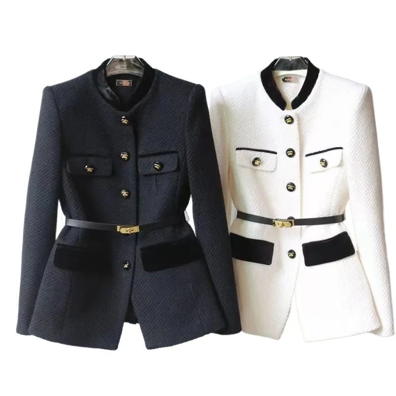 

Маленькая шерстяная куртка в ароматом стиле, светская темпераментная куртка, весна-осень 202, новые модные пальто с цветными блоками, модные пальто для похудения