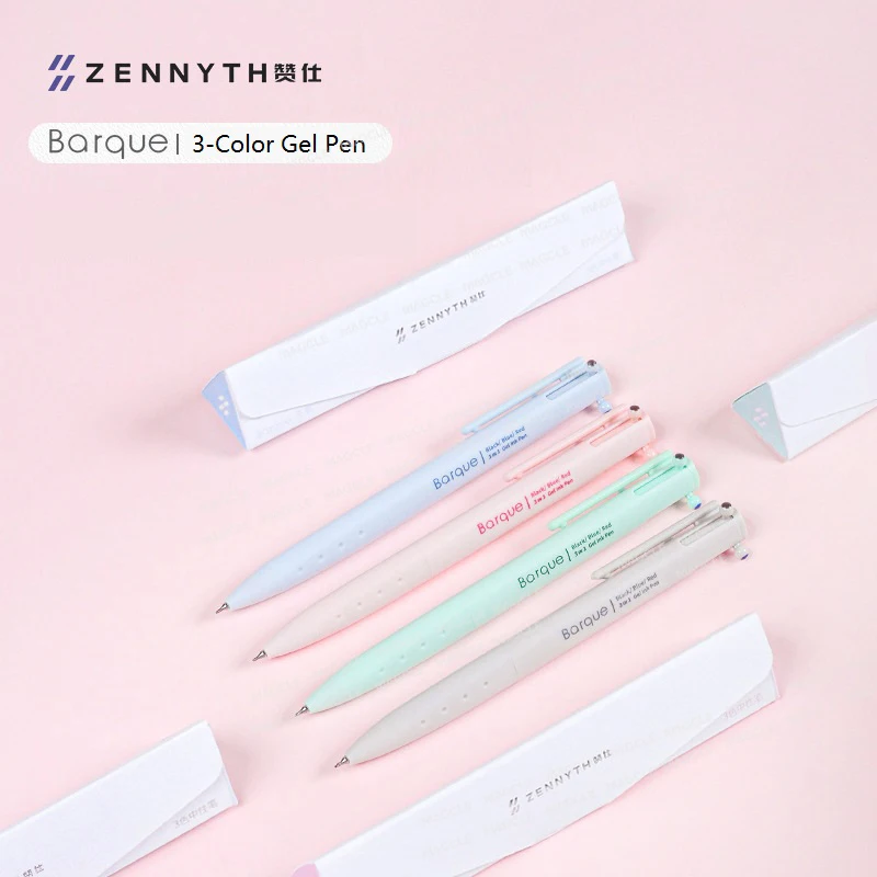 ZENNYTH Tri-color Gel Ink Pens Triangular Barrel Ergonomic Grip Anti-fatigue Multifunctional Pen High Quality Office Accessories