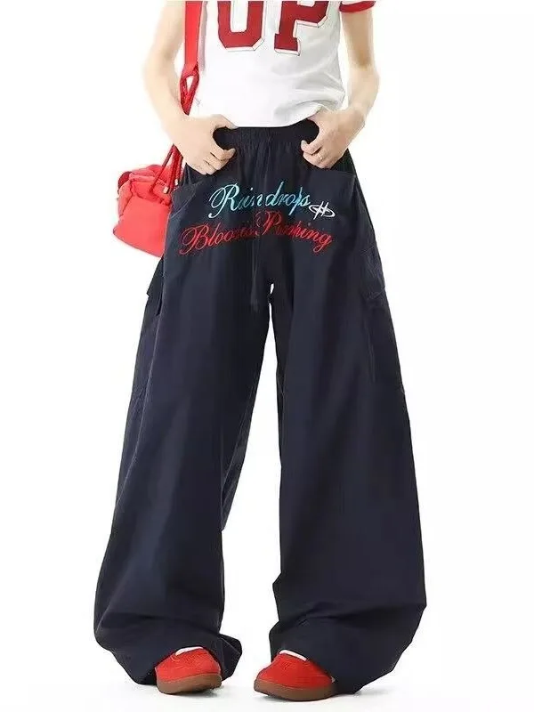 

Мужские повседневные брюки American Sle с вышивкой, свободного кроя, быстросохнущие, дышащие, прямые, для досуга, в стиле парашютиста