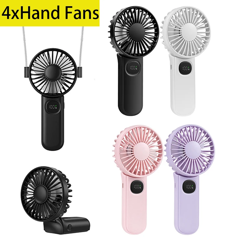 

4Pcs Foldable Hand-held Fan Small Hand Held Fan Rechargeable Folding Mini Hand fan with Power Bank for Travel Outdoors