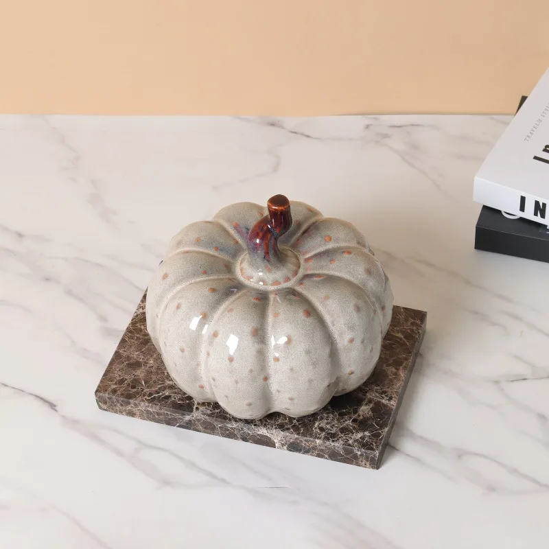 Decorative Ceramic Pumpkin Ornaments, Handmade Pumpkin Easter Porcelain Crafts,Simulated Plant Sculptures, Decorative Home Decor