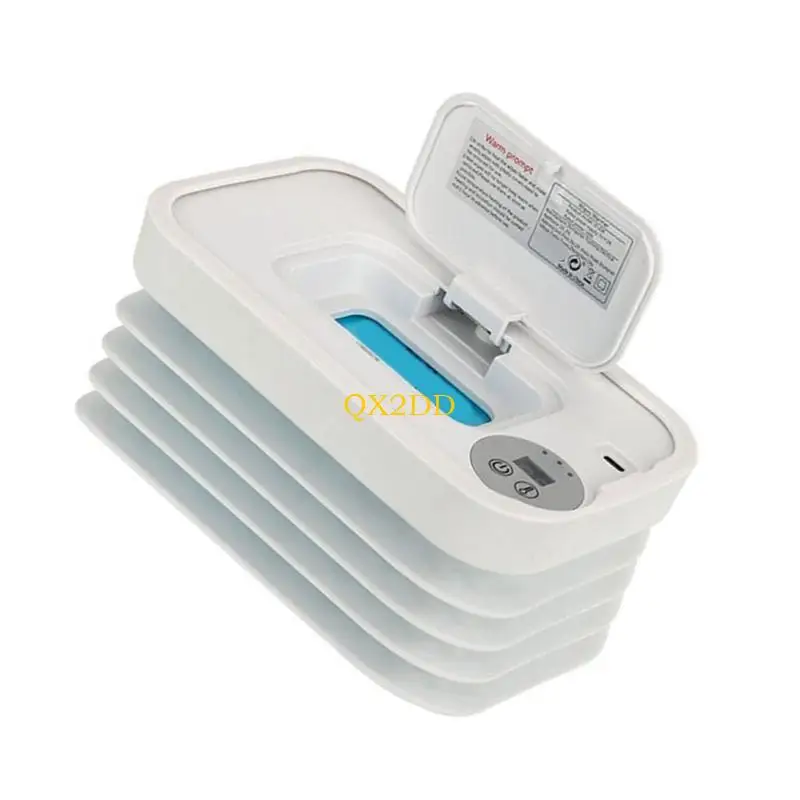 Calentador toallitas para bebés QX2D, diseño compacto y plegable, opciones temperatura Triple, sistema calefacción