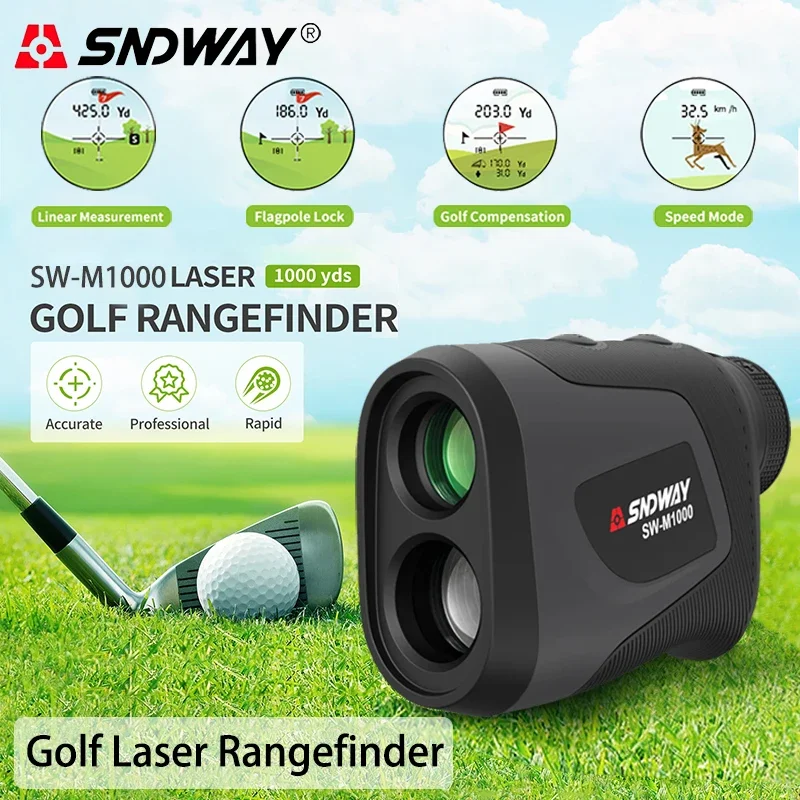 SNDWAY Golf Laser Rangefinde SW-M500/700/1000 Rechargeable Battery,Slope and Flag Pole Lock Vibration for Golfing,Hunting,Survey