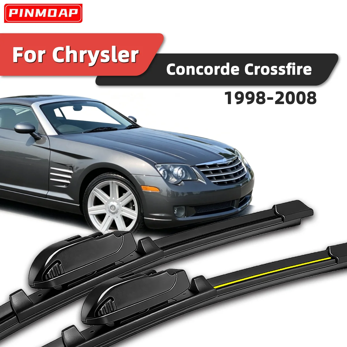 Limpiaparabrisas delantero de 2 piezas, adecuado para Chrysler Concorde Crossfire 1998-2008, limpiaparabrisas silencioso para parabrisas delantero, piezas automotrices