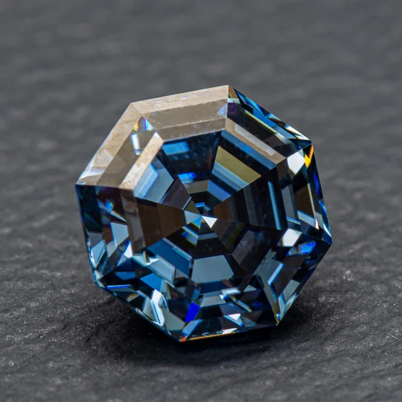 Moissanite Stone Octagonal cutting Royal Blue Primary Colours Lab Grown Gemstones with GRA Certificate Jewelry Making Materials