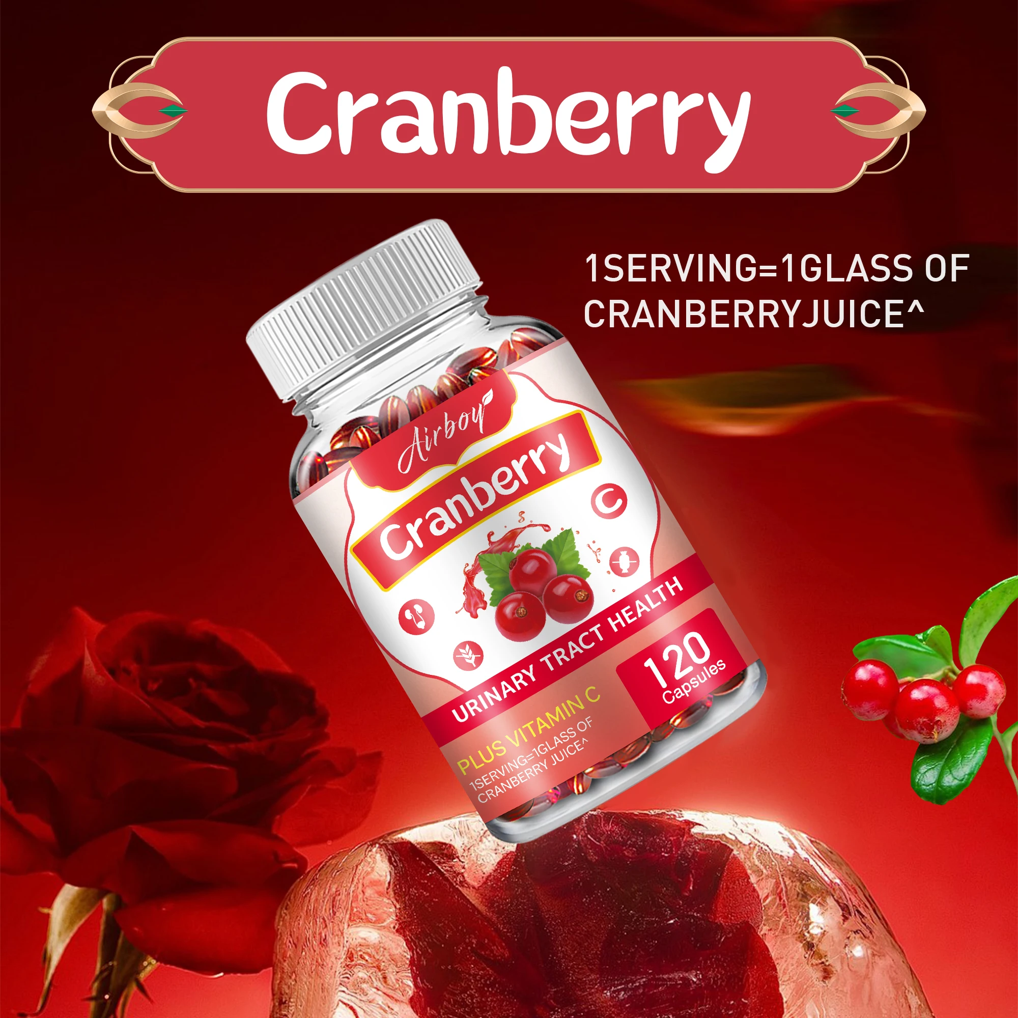 Cranberry - Supports Urinary and Immune Health, Bladder Control and Promotes Healthy Kidney Function