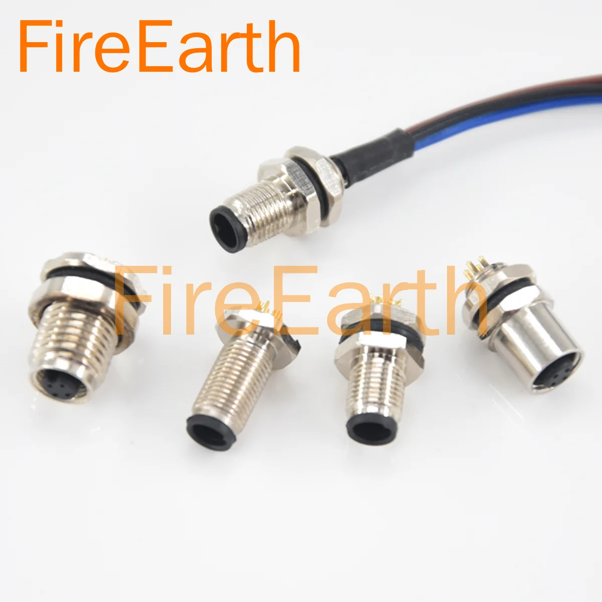 M5 Male Back Mount Socket Solder Type 3pin 4pin Front Locking M5 Receptacle Connector with Wires Cable Connector 0.3m