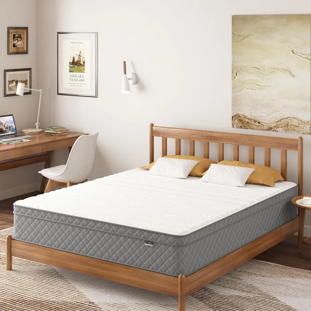 Queen Mattress, 12 Inch Cooling-Gel Memory Foam and Pocket Spring Hybrid Mattresses in A Box, Medium Firm, Mattresses, Colchon