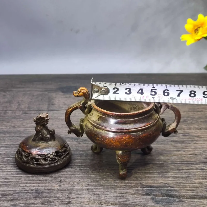 Lion two dragons playing with a pearl , animal ear green incense burner, office and street stall decorative it