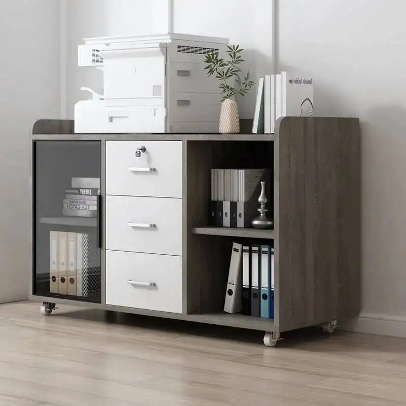 filing Low door Office cabinets Glass small Organizer Storage cabinet removable Multipurpose meuble rangement bureau furniture
