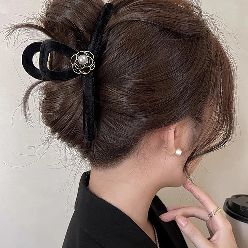 1PC Elegant Camellia Girls Barrette Fashion Women Hair Claw Clips Hairpins Bath Clip Ponytail Clip Hair Accessories Gift