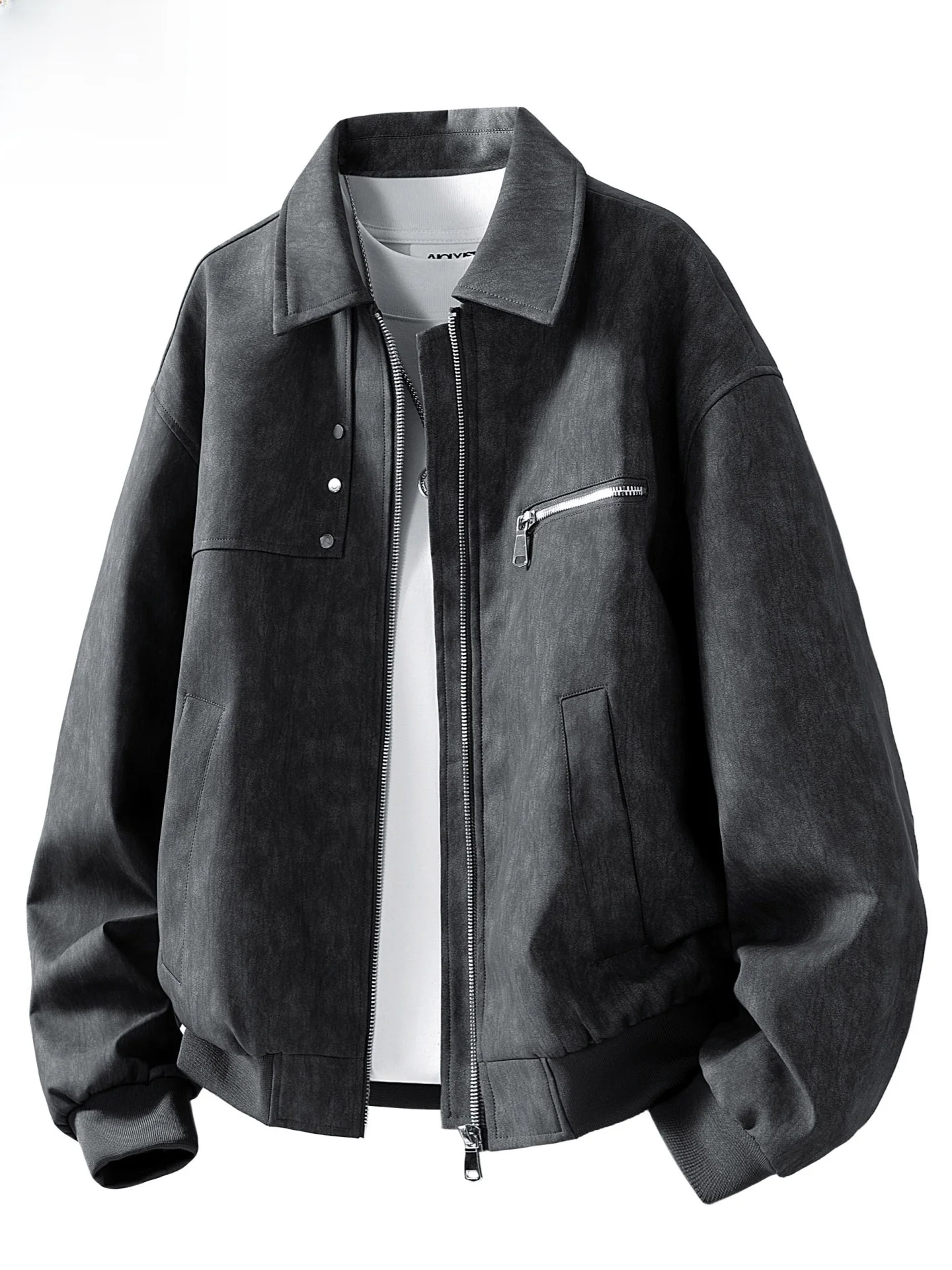 

Мужское пальто из искусственной кожи большого размера с откидным воротником, модное пальто больших размеров, удобная посадка, американский стиль, повседневное теплое осеннее...