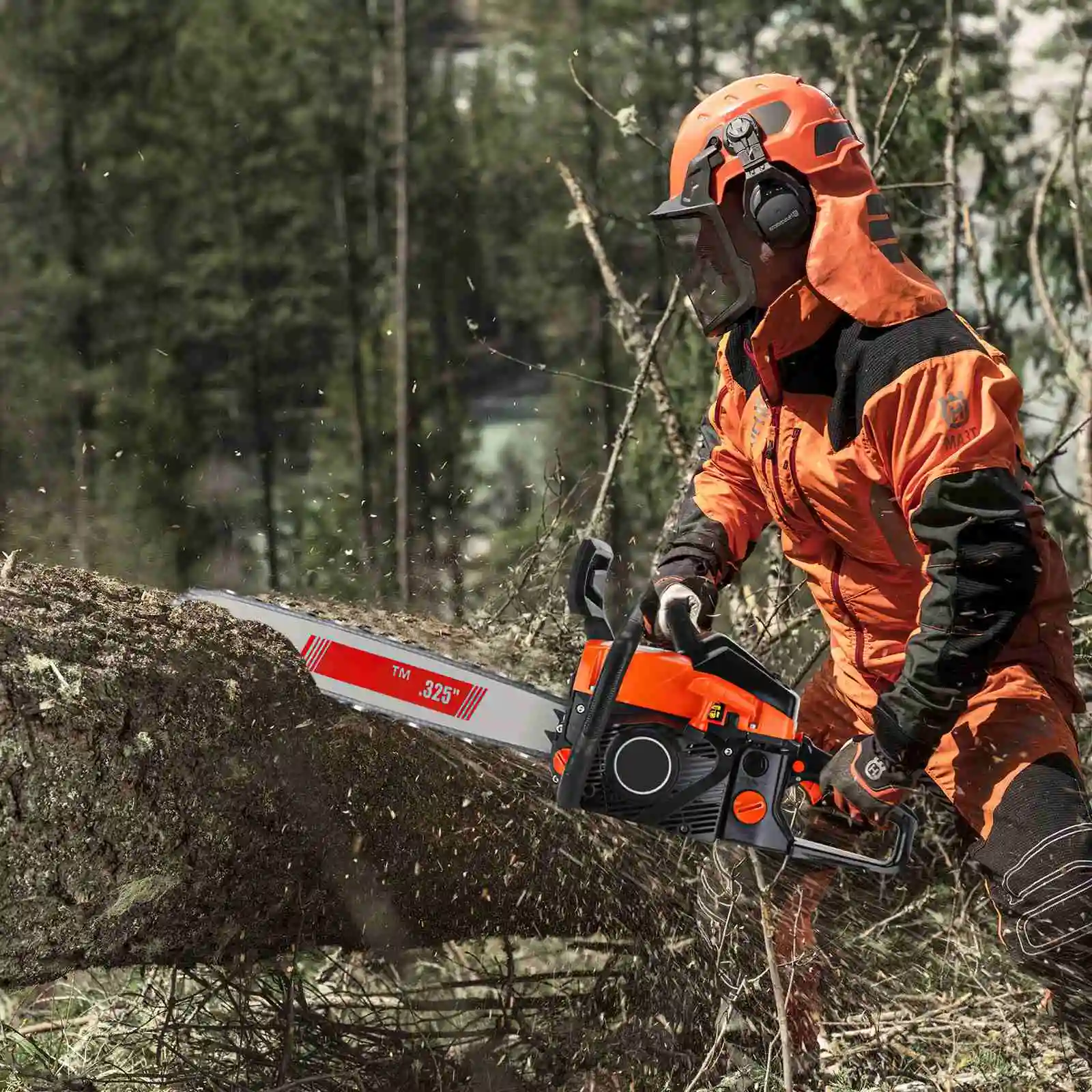 68 cc 20 Zoll professionelle Gaskettensäge 7000 W 2-Takt-Kettensäge zum Baumschneiden 55 cm Durchmesser Holzprotokollierung – Detail 13