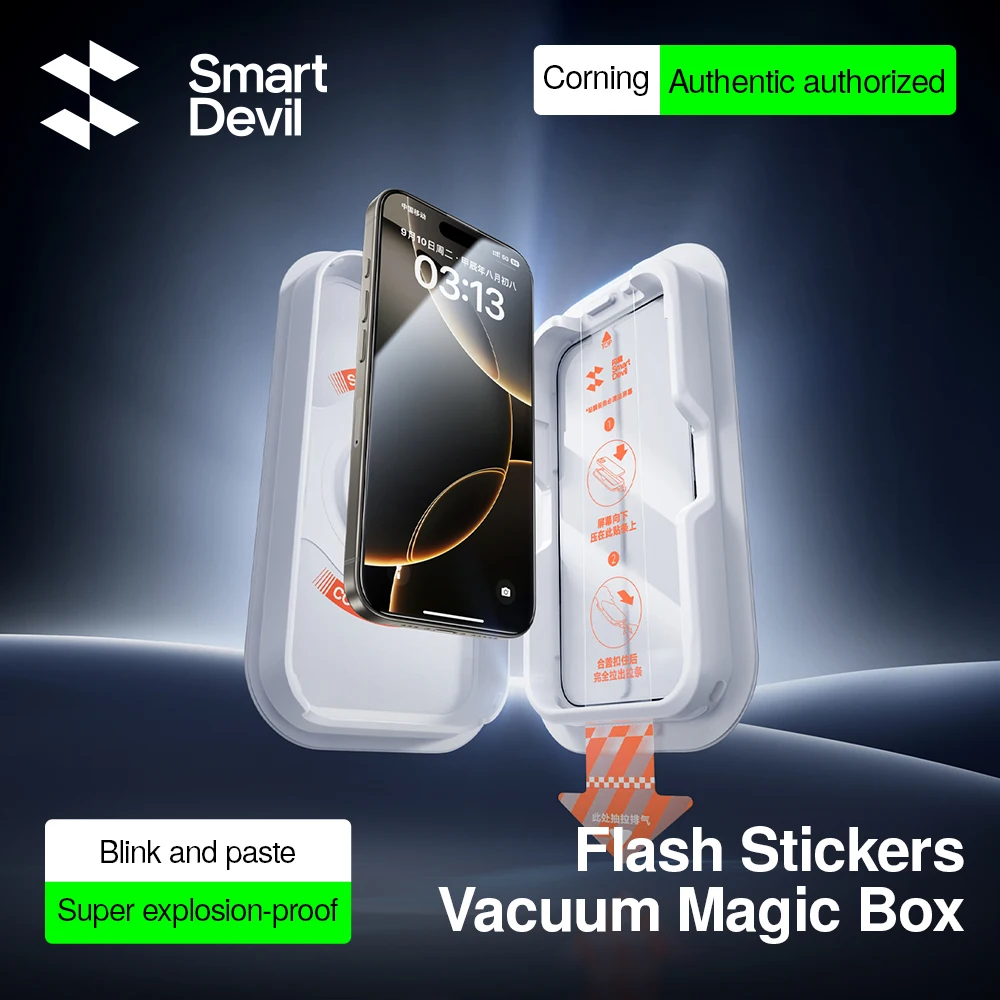

SmartDevil Corning AR Screen Protector for iPhone 17 16ProMax 15Pro HD Temperd Glass Film Auto-Dust Removal Kit Anti-fingerprint