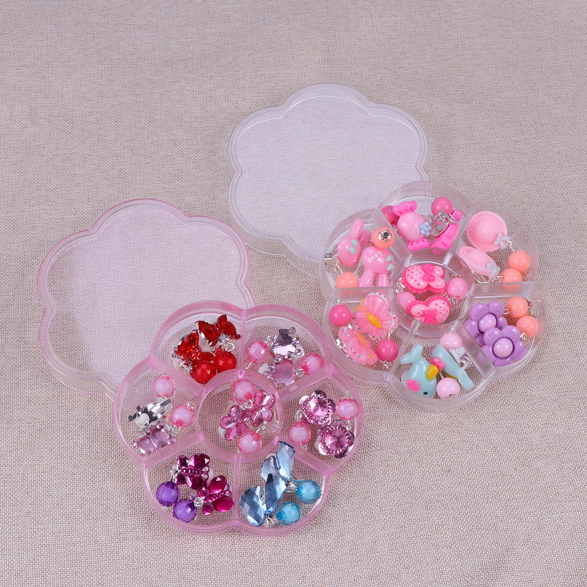 Boîte de rangement à Clip d'oreille, ensemble pour petites filles, boucles d'oreilles, gouttes d'oreille de dessin animé, bijoux à clipser, accessoires pour enfants, déguisement de fête