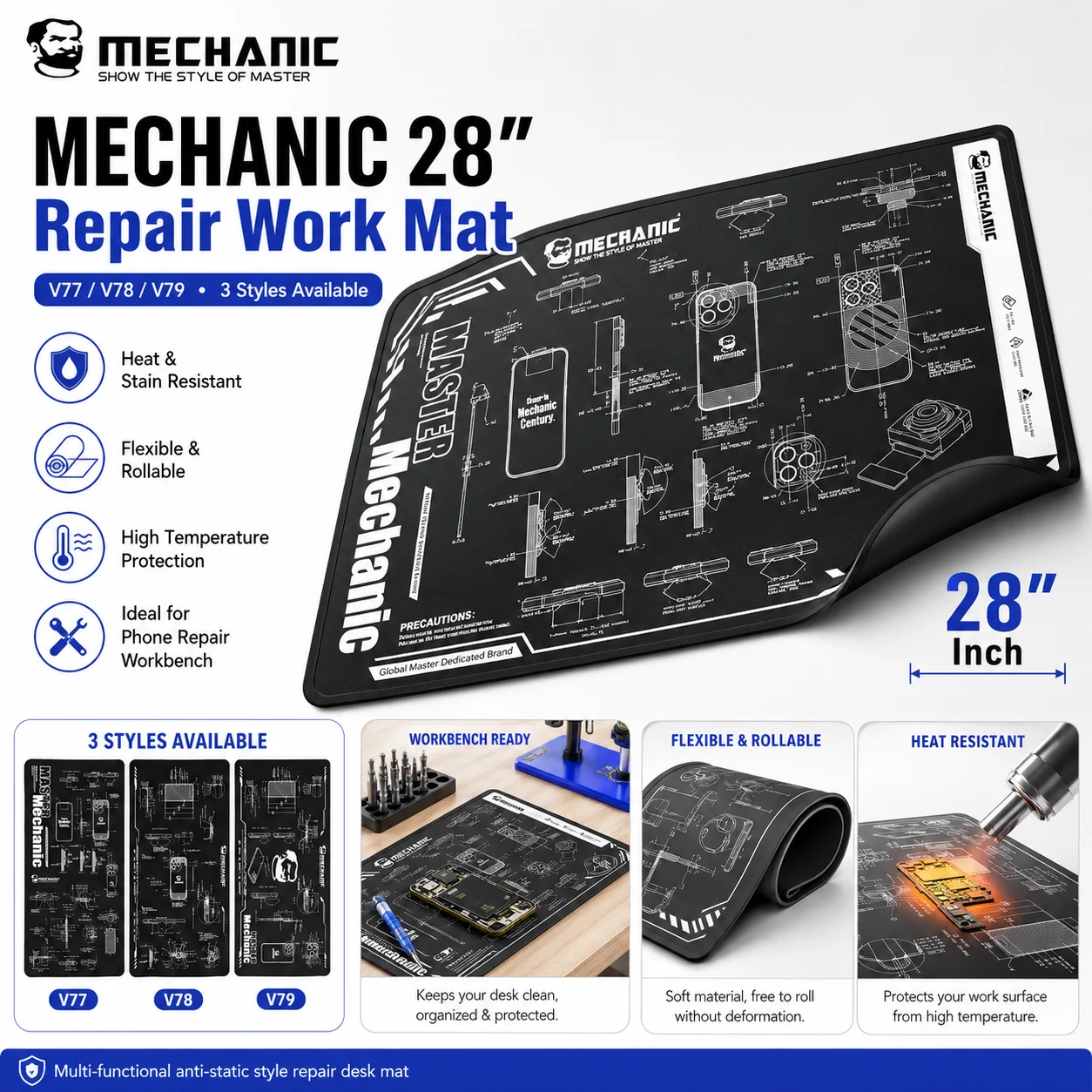 

MECHANIC V77 V78 V79 Multifunction Repair Mat Heat Insulation Workstation Motherboard Fixing Pad for Phone Maintenance Tool Kits