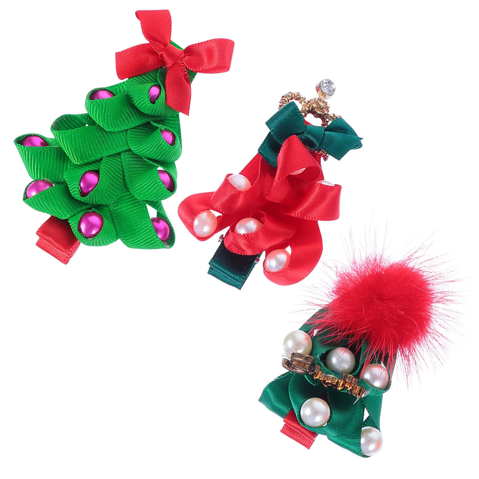 3Pcs Adorable Christmas Hair Clips Sweet Head-Wears Stylish Patterns Bright Festive Atmosphere Christmas Barrettes